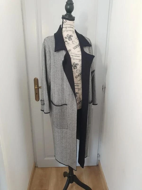 Manteau long souple / Veste fluide gris & noir Sweet Lady – Taille S / M (36 / 3 – photo 7